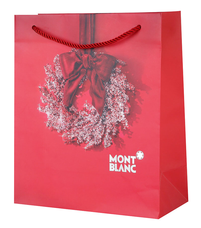Exklusive Papiertragetasche mit Umschlag, Kartonboden und Textilkordel - Mont Blanc
